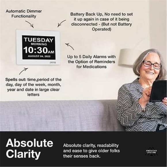 Dementia Clock Large Digital Clock for Seniors, Digital Clock Large Display - Picture 6 of 6